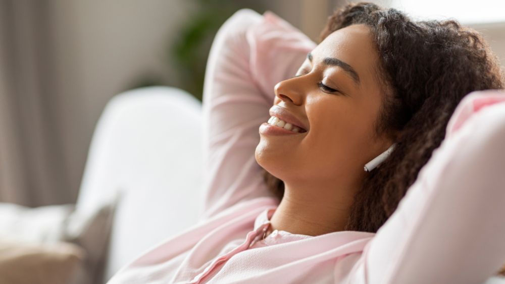 woman relaxing home recovery healthcare